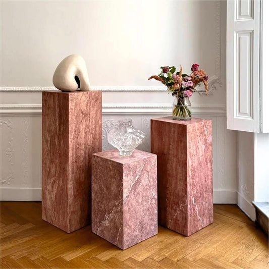 PINK TRAVERTINE MARBLE COLUMN