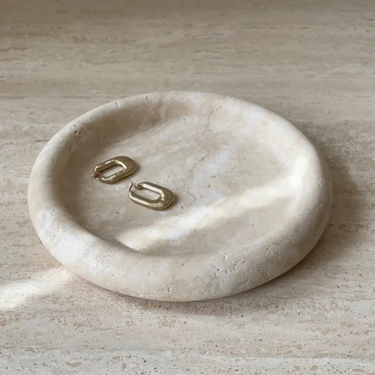 THE ROMAN ROUND TRAVERTINE MARBLE TRAY